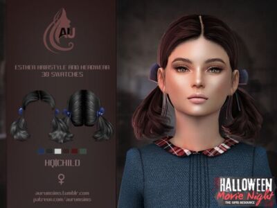 Esther – Kids Hairstyle & Ribbons Sims 4 CC