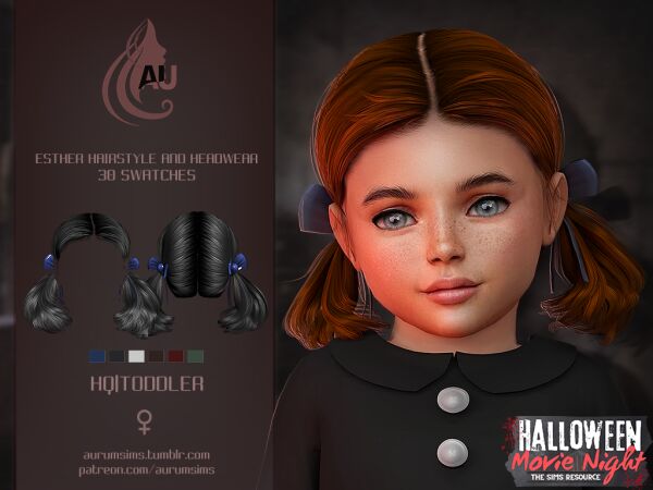 Esther - Cute Hairstyle and Ribbons for Toddlers 1 Esther – Cute Hairstyle and Ribbons for Toddlers Sims 4 CC