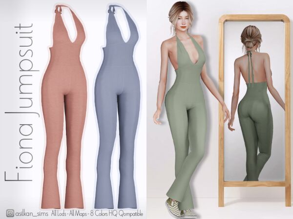 Fiona Jumpsuit – ACN 595 By Asilkan Sims 4 CC