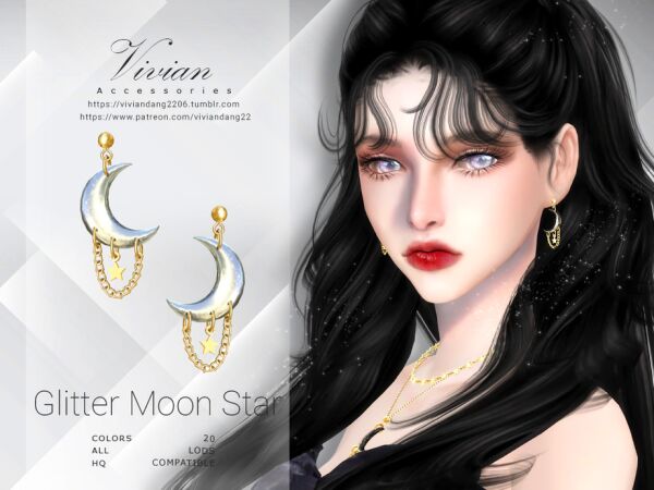 Glitter Moonstar - Earring By Viviandang 1 Glitter Moonstar – Earring By Viviandang Sims 4 CC
