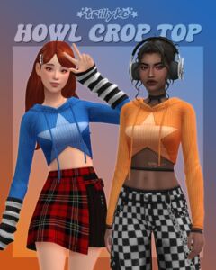 Stylish Howl Crop Top from Trillyke Sims 4 CC