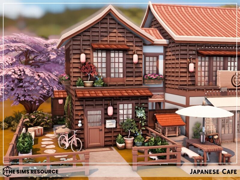 Stunning Japanese Cafe Residential Lot 8 sims 4 cc japanese cafe 3