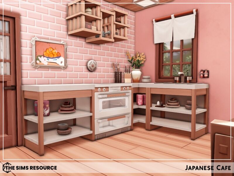 Stunning Japanese Cafe Residential Lot 7 sims 4 cc japanese cafe 7