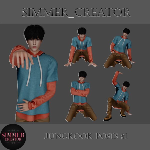 Jungkook Poses By Meow_Creator 1 Jungkook Poses By Meow_Creator Sims 4 CC