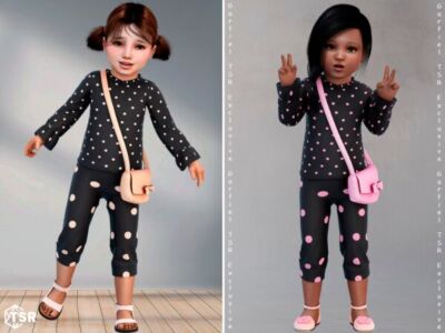 Adorable Polka Dot Toddler Set with Bag Sims 4 CC