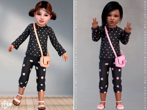 Adorable Polka Dot Toddler Set with Bag 1 Adorable Polka Dot Toddler Set with Bag Sims 4 CC