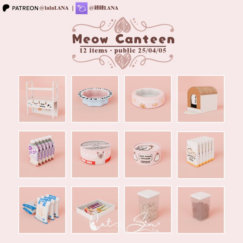 Meow Canteen Set 2 sims 4 cc lana meow canteen set 2