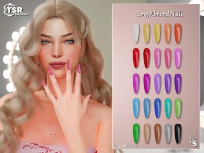 Stunning Long Almond Nails Sims 4 CC