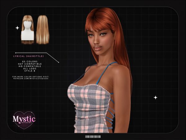 Lyrical Hairstyle - Style B 1 Lyrical (Hairstyle) – Style B By Mystic Studios Sims 4 CC