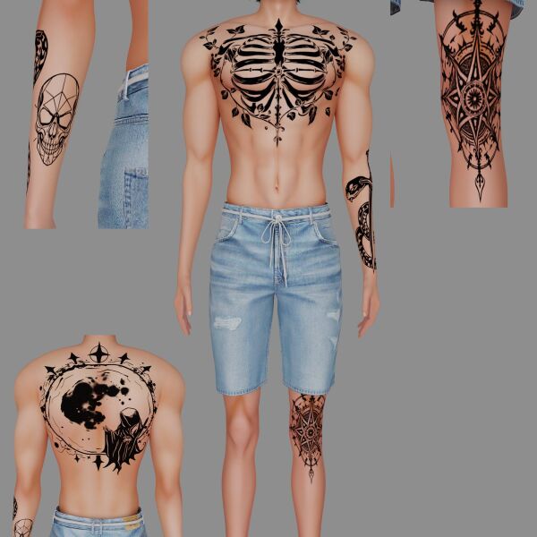 Unique Male Tattoo Design #51 1 Unique Male Tattoo Design #51 Sims 4 CC
