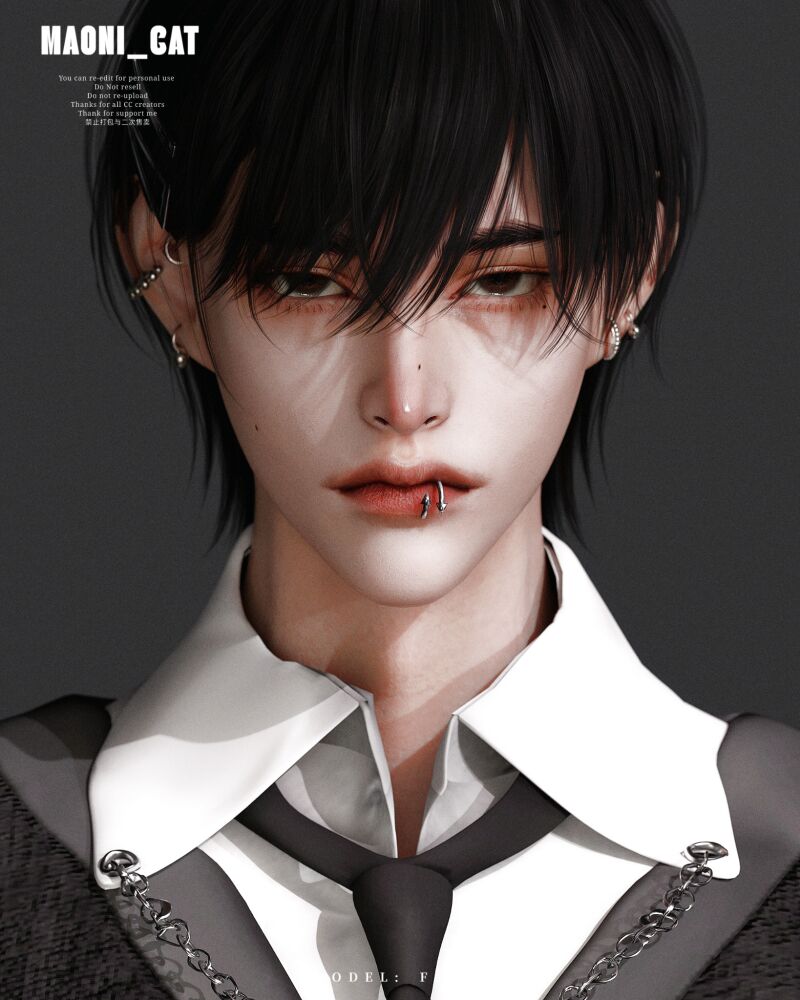 TS Labret No.3 - Unique Piercing Design 3 sims 4 cc maoni cat ts labret no 3 3