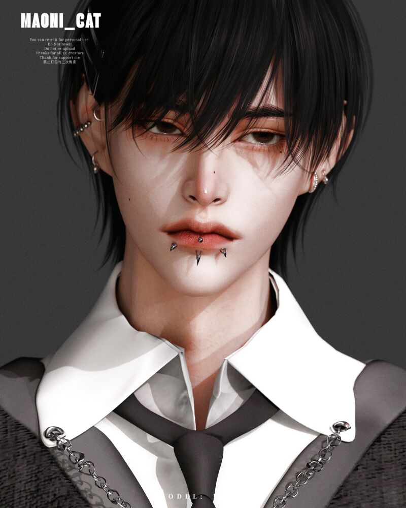 TS Labret No.3 - Unique Piercing Design 4 sims 4 cc maoni cat ts labret no 3 4