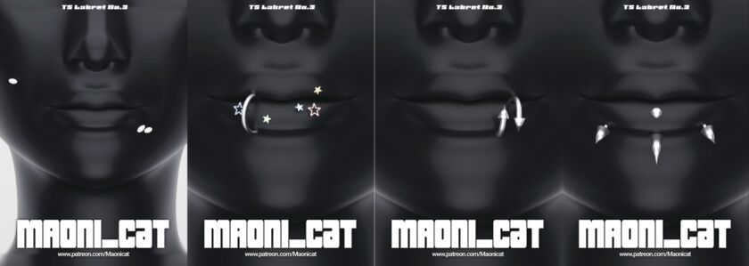 TS Labret No.3 - Unique Piercing Design 2 sims 4 cc maoni cat ts labret no 3 5