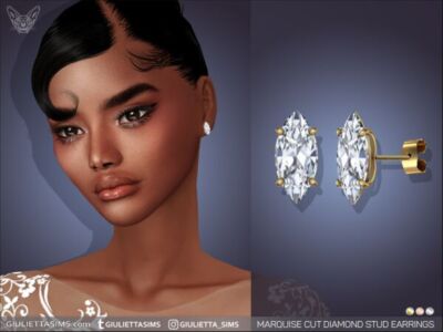 Elegant Marquise Cut Diamond Stud Earrings Sims 4 CC