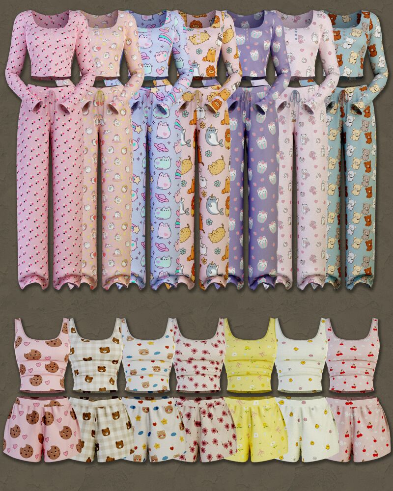 Cozy Matching Pajamas for Sleep 4 sims 4 cc matching pajamas collection by lazy eyelids 3