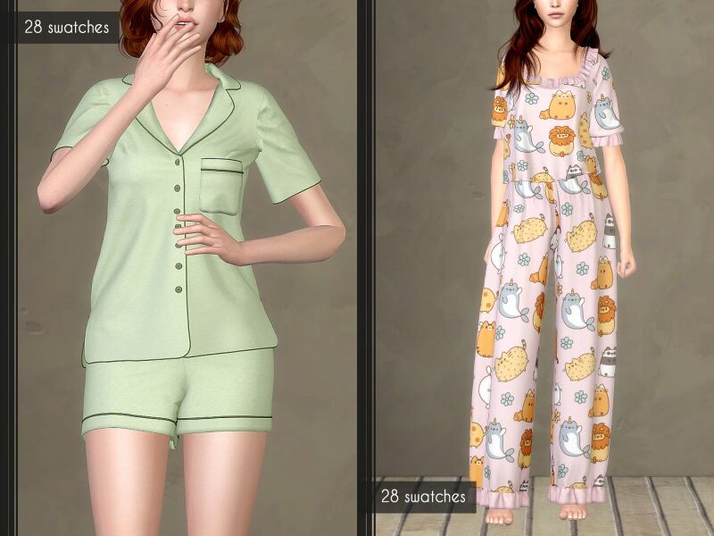 Cozy Matching Pajamas for Sleep 5 sims 4 cc matching pajamas collection by lazy eyelids 4