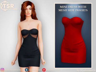 Chic Mini Dress with Mesh Inserts Sims 4 CC