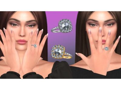Napless Round CUT Ring SET By Natalis Sims 4 CC