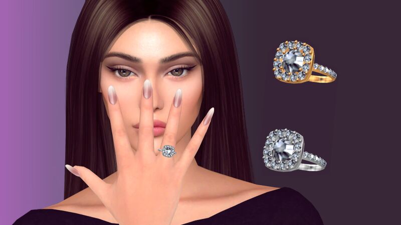 Stylish Napless Round Cut Ring Set 2 sims 4 cc napless round cut ring set by natalis 2