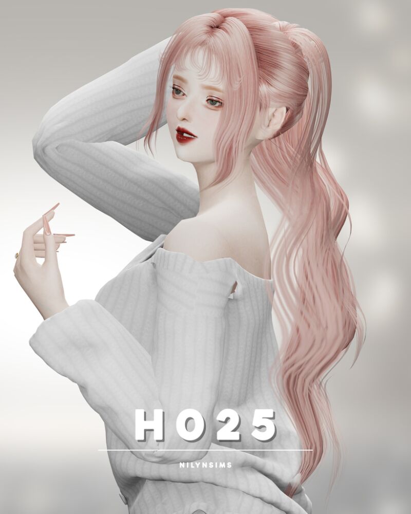 Stylish Nilyn Hair H025 3 sims 4 cc nilyn hair h025 2