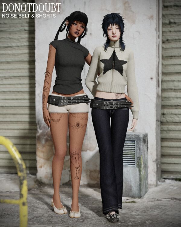 Stylish Noise Belt & Shorts 1 Stylish Noise Belt & Shorts Sims 4 CC