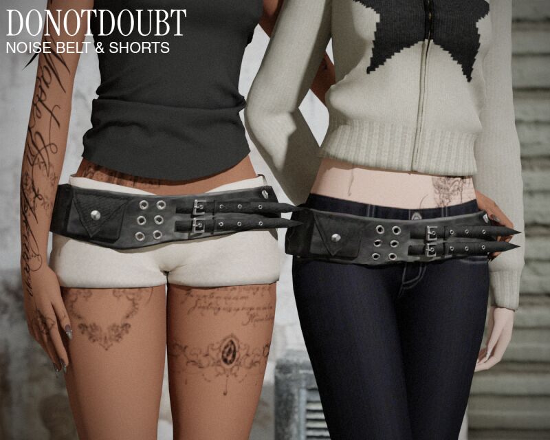 Stylish Noise Belt & Shorts 3 sims 4 cc noise belt shorts by donotdoubt 2
