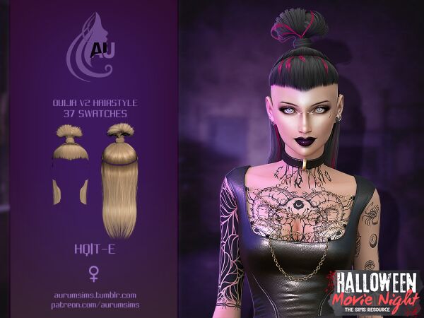 Ouija V2 – Goth Hairstyle for The Sims 4 Sims 4 CC