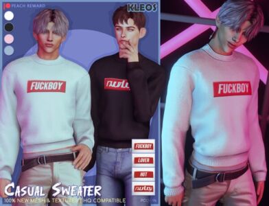 Peach | Casual Sweater by Kleossims Sims 4 CC
