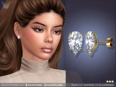 Pear Cut Diamond Stud Earrings Sims 4 CC