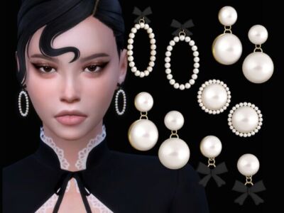 Elegant Pearl Earring Set by GlitterberryFly Sims 4 CC