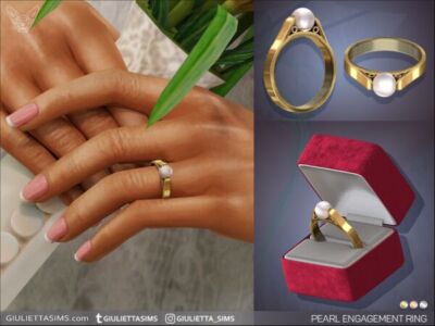 Elegant Pearl Engagement Ring Sims 4 CC