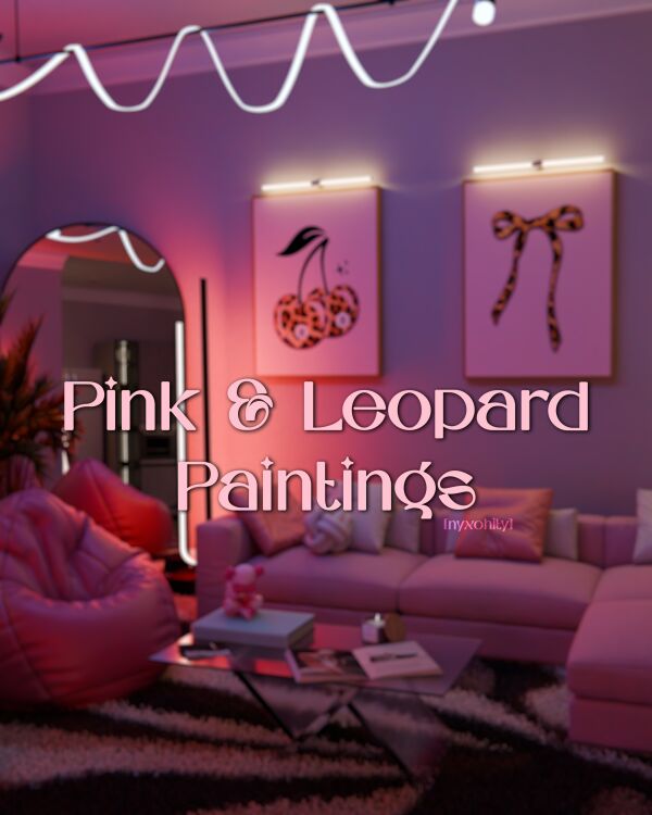 Pink & Leopard Paintings by Nyxohity 1 Pink & Leopard Paintings by Nyxohity Sims 4 CC
