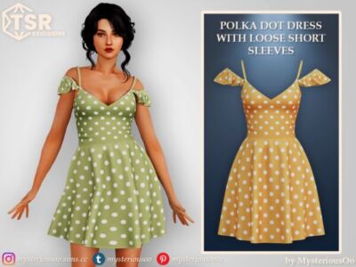 Chic Polka Dot Dress by Mysteriousoo Sims 4 CC