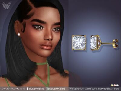 Brilliant Princess Cut Diamond Stud Earrings Sims 4 CC