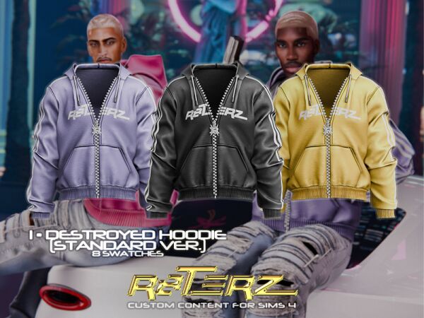 R8Terz - Destroyed Hoodie 1 R8Terz – Destroyed Hoodie Sims 4 CC