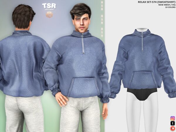Stylish Relax Sweatshirt Set 1 Relax SET-574 (Sweatshirt) BD1475 By Busra-Tr Sims 4 CC