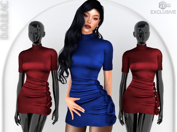 Rose Detailed Turtleneck Dress 1 Rose Detailed Turtleneck Dress Sims 4 CC