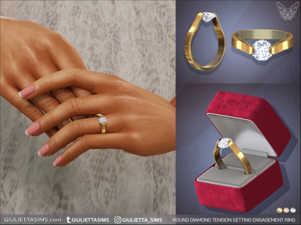 Stunning Round Diamond Engagement Ring 1 Stunning Round Diamond Engagement Ring Sims 4 CC