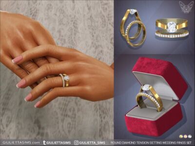 Elegant Round Diamond Tension Setting Rings Sims 4 CC
