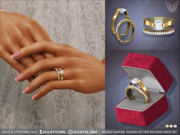 Elegant Round Diamond Tension Setting Rings 1 Elegant Round Diamond Tension Setting Rings Sims 4 CC