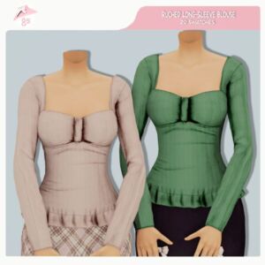 Ruched Long-Sleeve Blouse By Guemara Sims 4 CC