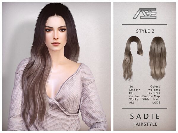 Sadie - Style 2 Hairstyle 1 Sadie – Style 2 Hairstyle Sims 4 CC