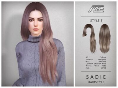 Sadie – Style 3 Hairstyle by Ade_Darma Sims 4 CC