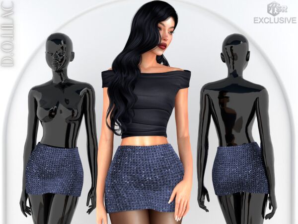 Dazzling Sequined Mini Skirt DO0760 Sims 4 CC