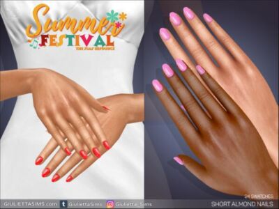 Stunning Short Almond Nails for Summer Sims 4 CC