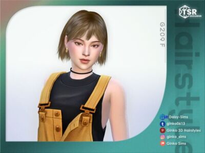 Short Bob Hair – Ginko 209 by Daisy Sims Sims 4 CC