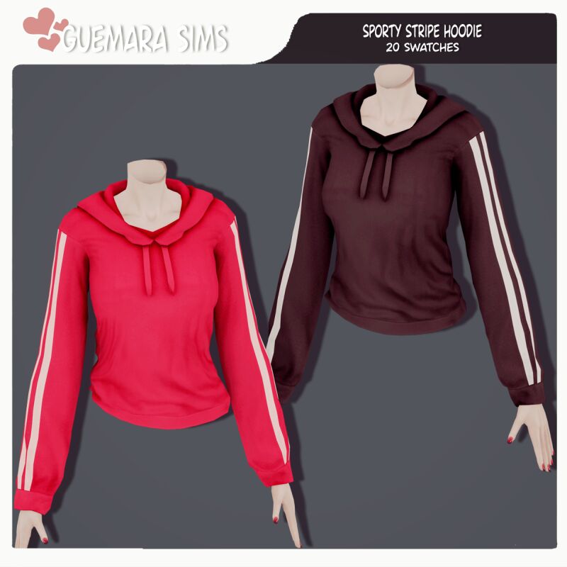 Sporty Stripe Hoodie by Guemara 2 sims 4 cc sporty stripe hoodie by guemara 2