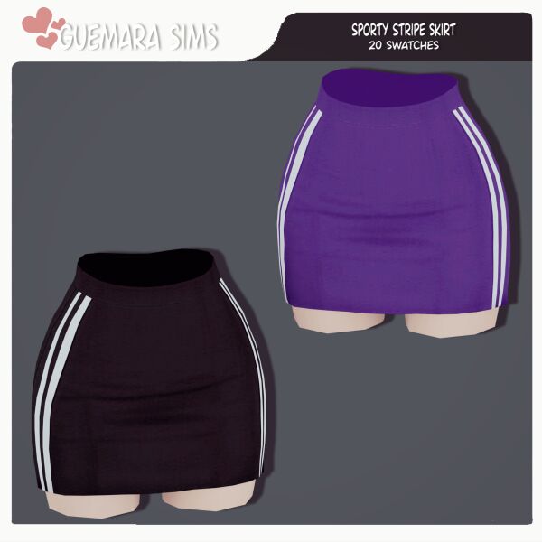 Sporty Stripe Skirt by Guemara 1 Sporty Stripe Skirt by Guemara Sims 4 CC
