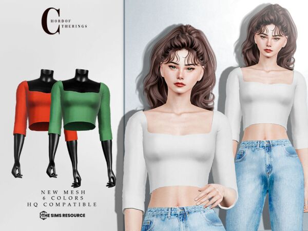 Stylish Square Neck Blouse T-753 Sims 4 CC