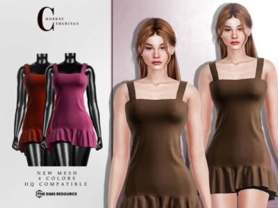 Stylish Strappy Dress D-361 for Women Sims 4 CC